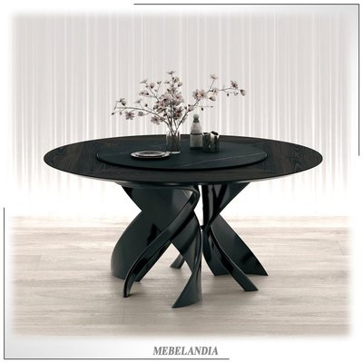 Большой круглый дизайнерский стол с керамической столешницей  Virtuos K из массива дерева в современном стиле (AD-97)