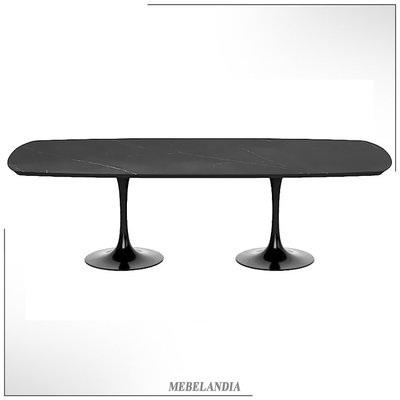 Дизайнерский большой овальный стол из керамогранита Apriori T на двух вертикальных подстольях в стиле хайтек (AD-98)