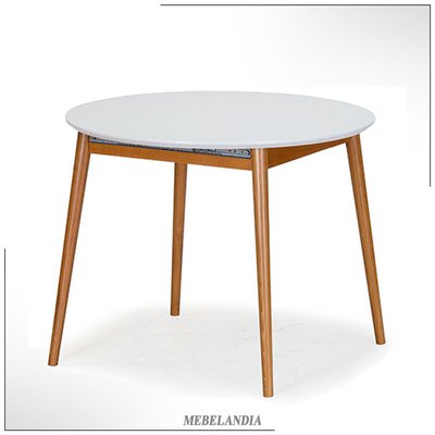 Маленький дизайнерский круглый раздвижной стол для кухни Линда-7М в скандинавском стиле (STL-118)