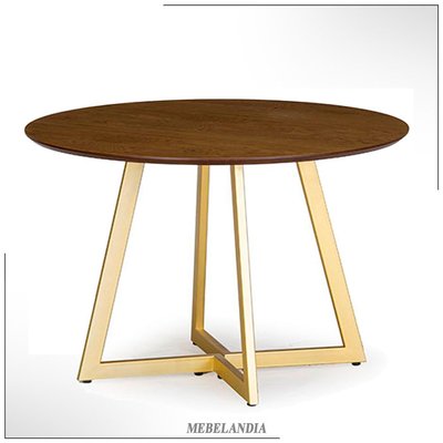 Дизайнерский обеденный круглый стол на металлокаркасе Линда-15М в современном стиле лофт (STL-257)