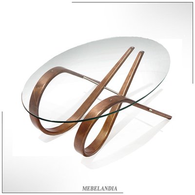 Дизайнерский стеклянный овальный журнальный столик Apriori N из массива дерева (AD-07)