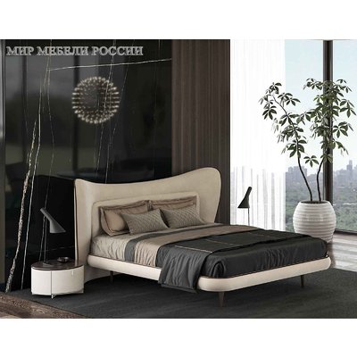 Дизайнерская мягкая кровать двуспальная Априори N из массива натурального дерева в стиле модерн (AD-14)