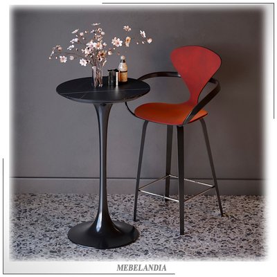 Дизайнерский барный стол из керамогранита Apriori T - Tulip  на одной ножке в современном стиле (AD-30)