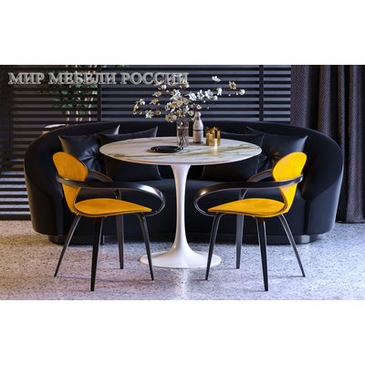 Дизайнерский большой круглый стол с керамической столешницей Apriori T - Tulip на ондной ноге 80, 100, 120, 150, 160 см. (AD-57)