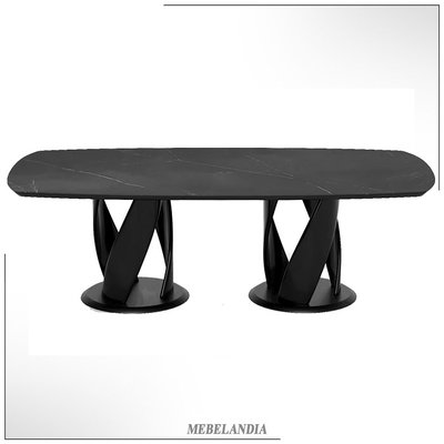 Дизайнерский большой обеденный стол из керамогранита Virtuos D на двух подстольях в современном стиле (AD-59)