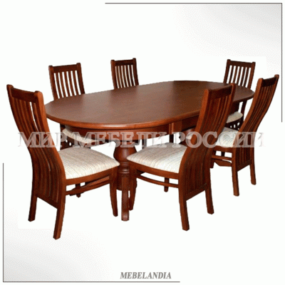 Большая обеденная группа для кухни с раздвижным столом Софья-1 из натурального дерева (SNS-58)
