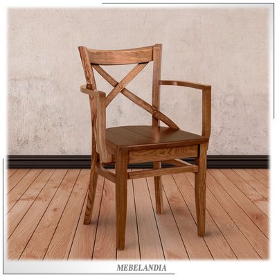 Кресло - стул с подлокотниками Соло из массива дуба в стиле неоклассика (ORM-155)
