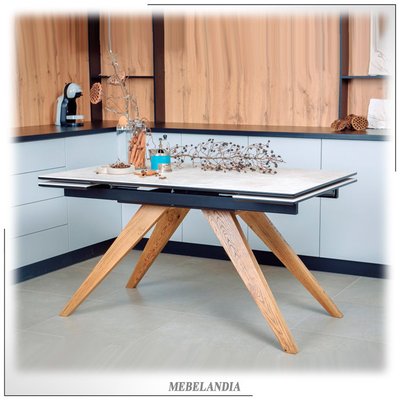 Современный дизайнерский стол из керамогранита для кухни их дерева дуб Орландо-М (ORM-93)