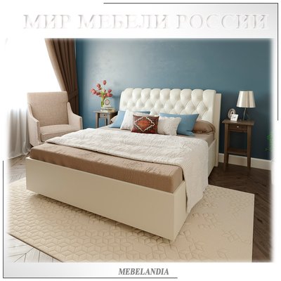 Двуспальная кровать с каретной стяжкой Оливия - Veda 4 (SON-04)