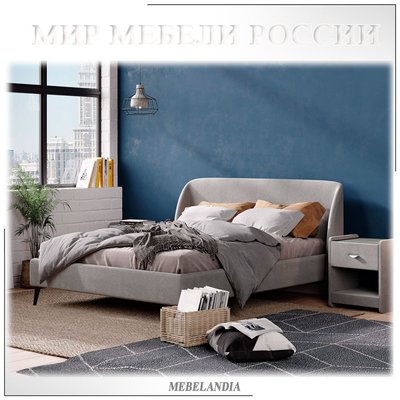 Двуспальная интерьерная кровать с закругленным изголовьем Роса - Rosa в стиле минимализма (SON-42)