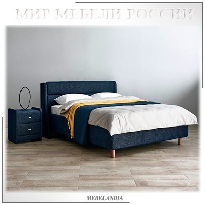 Двуспальная мягкая кровать с подъемным механизмом Мадрид - Madrid в стиле сканди (SON-44)