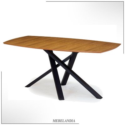 Дизайнерский большой обеденный стол на металлическом каркасе Моника-15М и деревянной столешницей (STL-138)