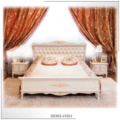 Деревянная кровать двуспальная Мечта-4 с ручной росписью (STL-170)