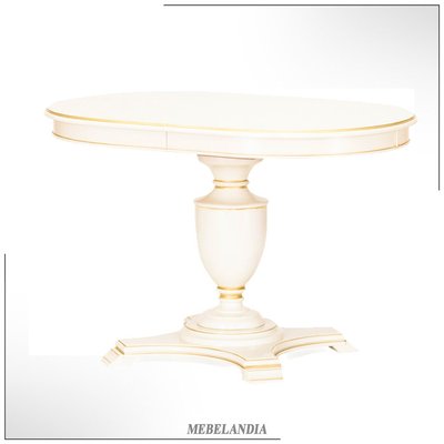 Обеденный овальный стол на одной ноге Капри-2 для кухни и гостиной в стиле неоклассика (STL-188)