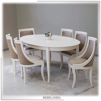 Обеденная группа с овальным столом Натали-2 для гостиной из массива дерева (STL-210)