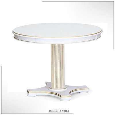 Дизайнерский обеденный круглый раздвижной стол Ампир-5 из дерева в современном стиле (STL-48)