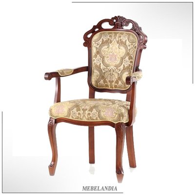 Классический мягкий стул кресло с подлокотниками для гостиной Сибарит-36-21 из массива дерева (UTA-165)