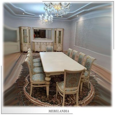 Большой обеденный раздвижной стол для гостиной Диамант-1-31 в стиле неоклассика (UTA-177)