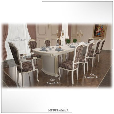 Столовая обеденная группа для гостиной с большим столом Александрит-2 в классическом стиле (UTA-184)