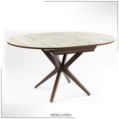 Дизайнерский круглый стол для кухни с пластиковой столешницей Альт-88-21P из массива дерева в стиле лофт (UTA-204)
