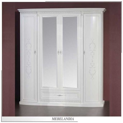 Большой белый бельевой шкаф Милан-58-01 в классическом стиле (UTA-472)
