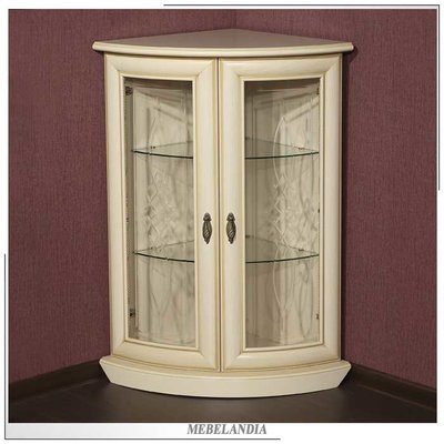 Угловой шкаф со стеклом Милан-5 для гостиной в классическом стиле (UTA-493)
