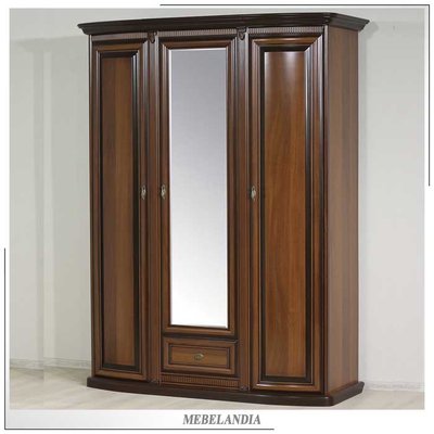 Бельевой шкаф для спальни с зеркалом Милан-68 в классическом стиле (UTA-499)