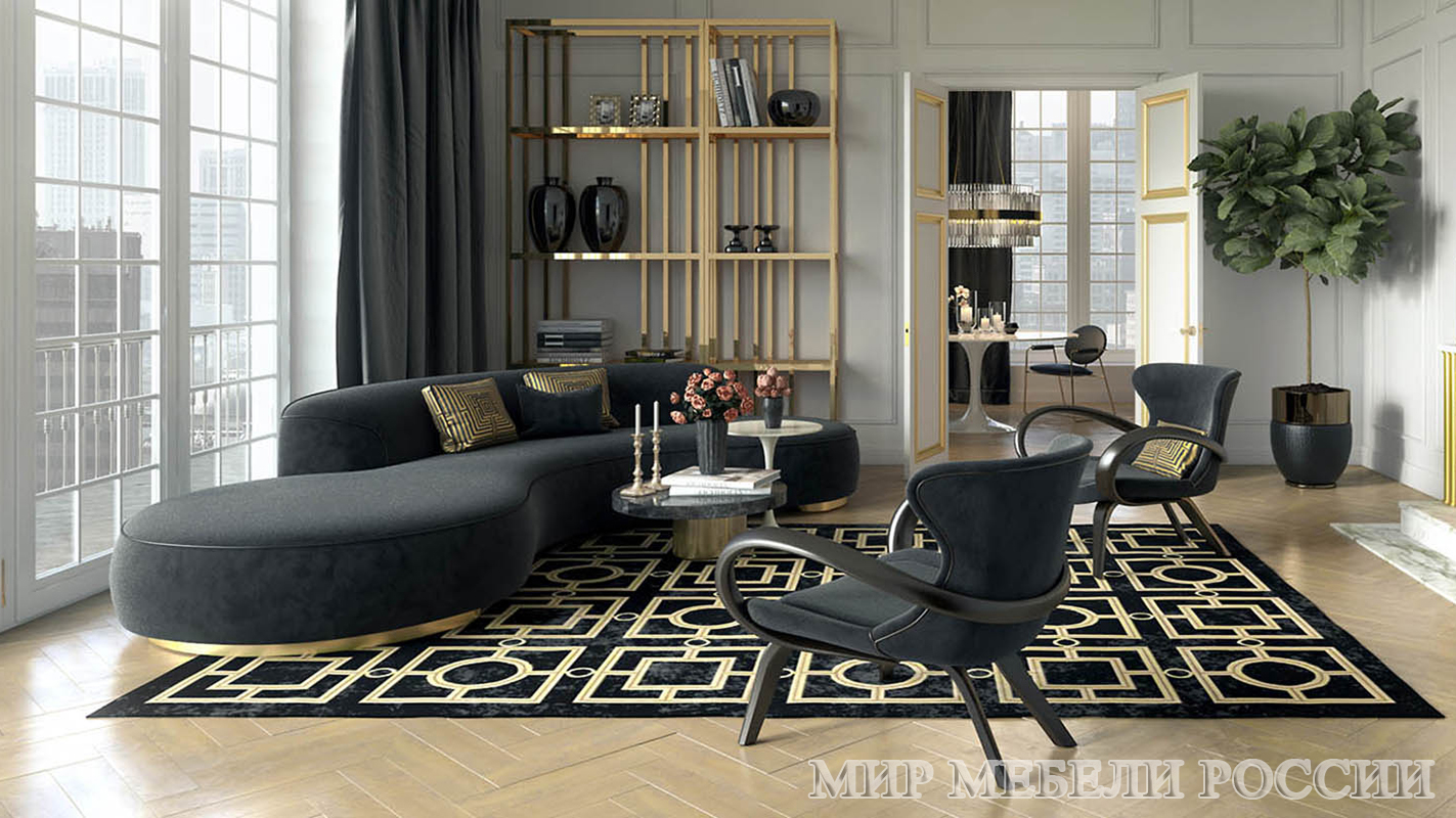 Дизайнерский радиусный диван для гостиной Apriori N из массива дерева в современномстиле - Мир Мебели России