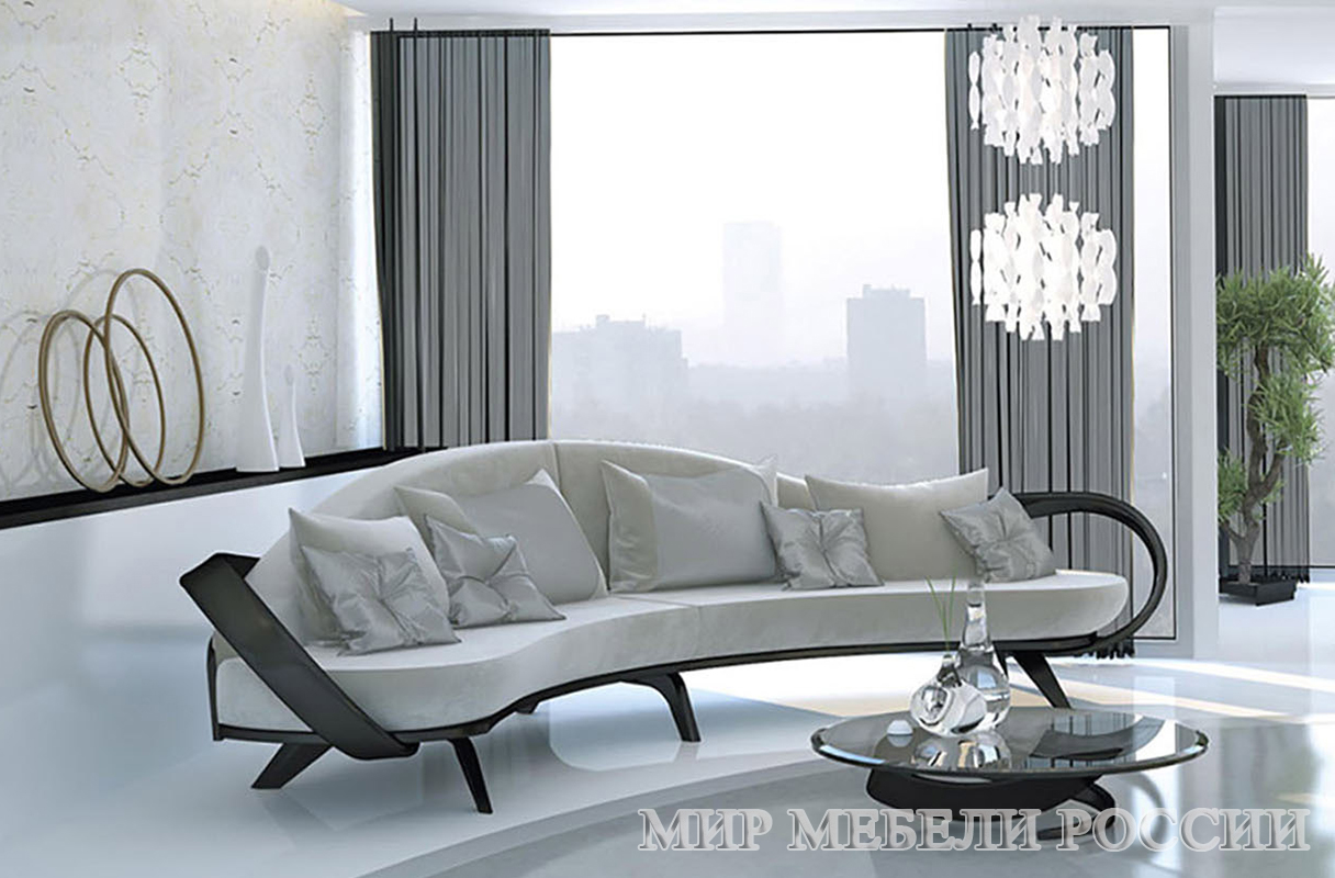 Полукруглый дизайнерский диван для гостиной Apriori L из натуральногодерева в стиле модерн - Мир Мебели России